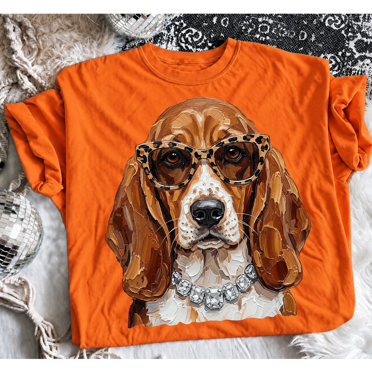 Glam Dog Graphic Tee | Sunglasses & Bling Dog Lover Shirt