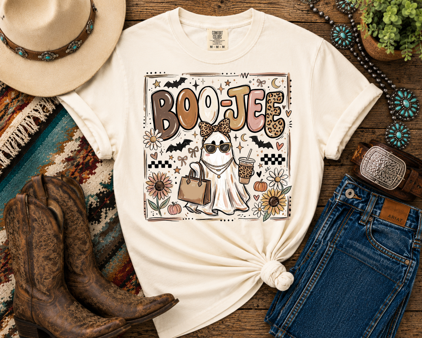Boo-Jee Ghost Fall Halloween Graphic T-Shirt | Cute Pumpkin Patch Tee