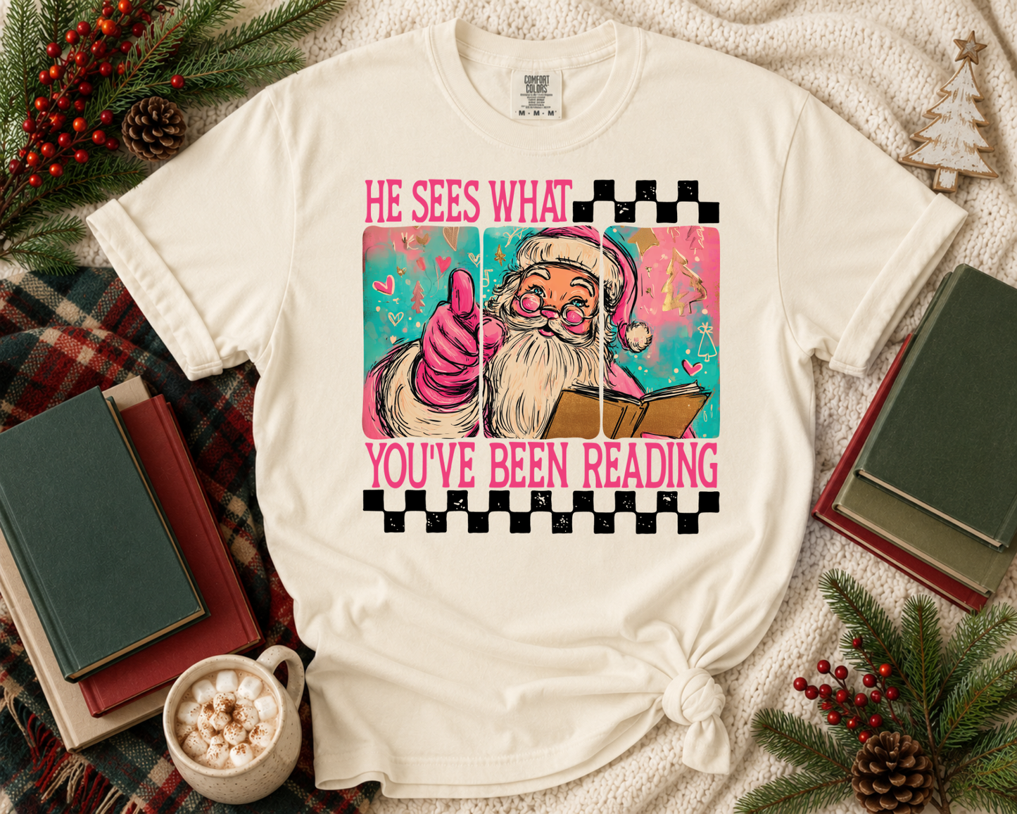 Book Lover Graphic T-Shirt | Cozy Reader Tee | BookTok Shirt | Christmas Reader Gift