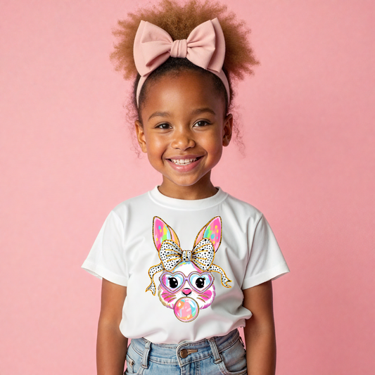 Bubblegum Bunny Bow Tee | Youth & Adult Easter Shirt