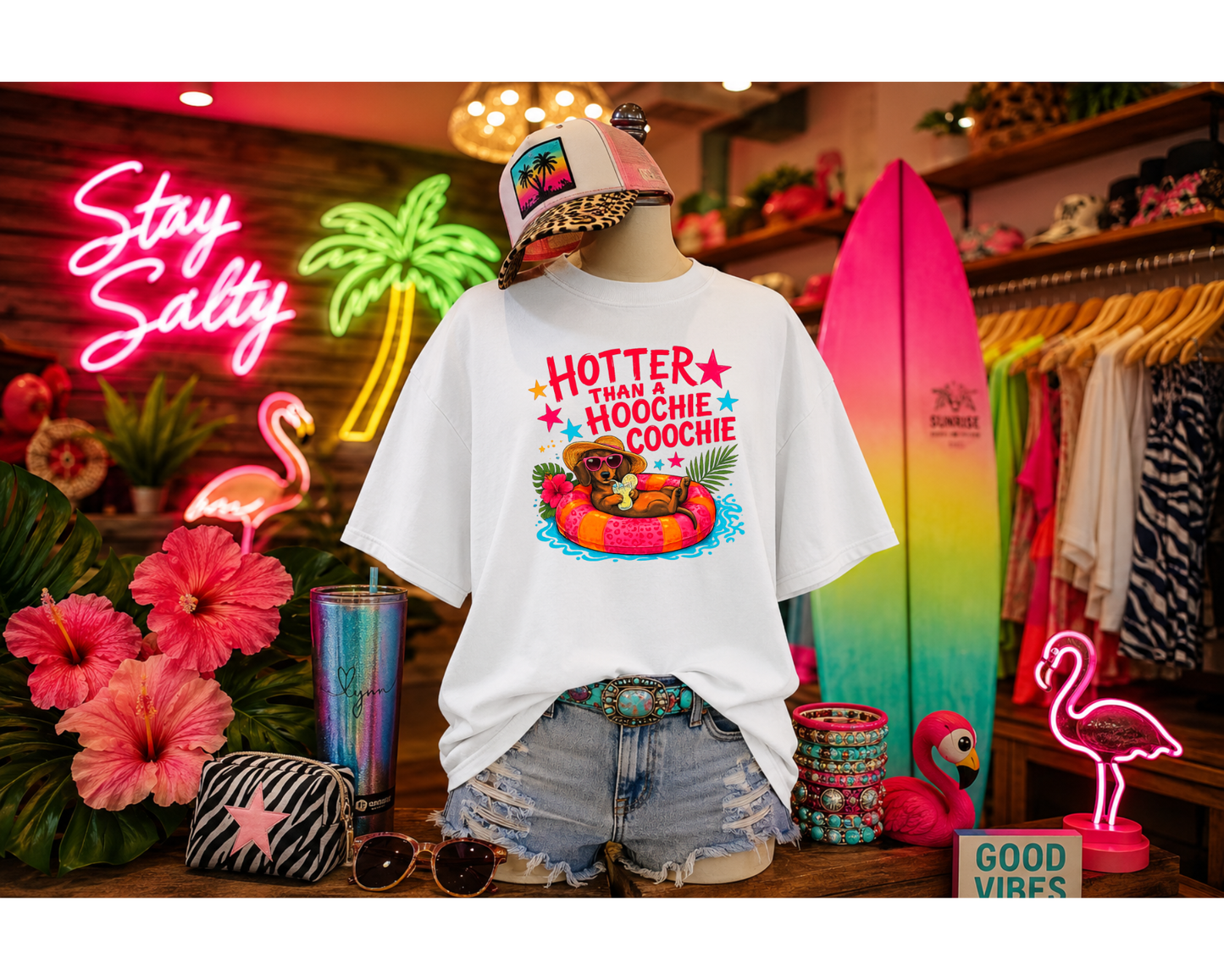 Hotter Than a Hoochie Coochie Summer Graphic Tee | Funny Beach Shirt | Lake Day Shirt | Vacation Tee | Boutique Summer T-Shirt