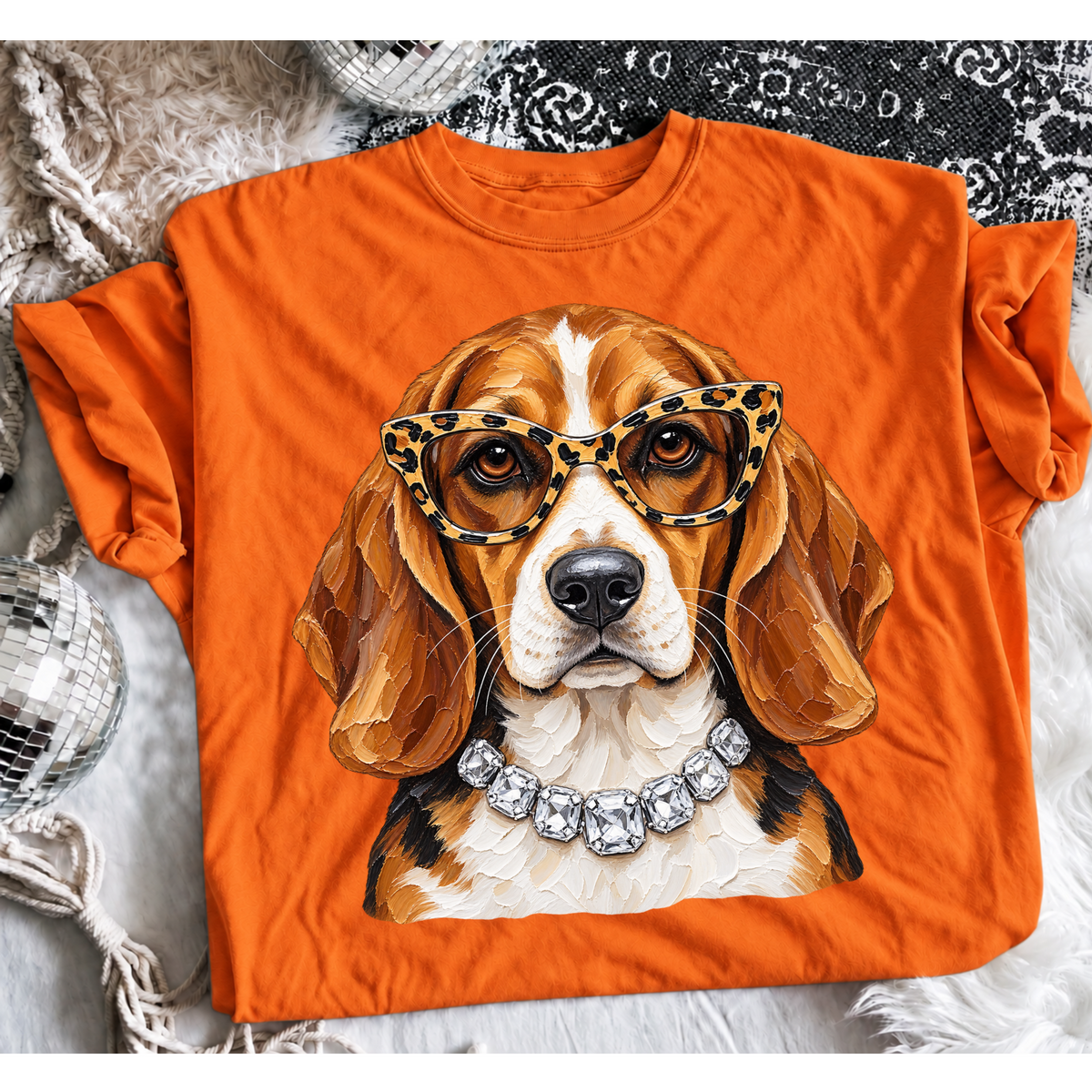 Glam Dog Graphic Tee | Sunglasses & Bling Dog Lover Shirt