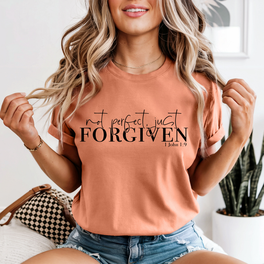Not Perfect, Just Forgiven Tee – Faith-Based Graphic Shirt