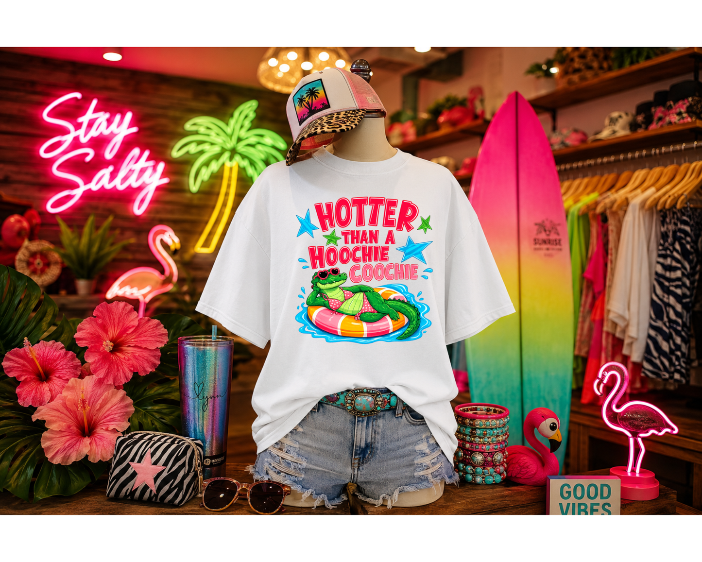 Hotter Than a Hoochie Coochie Summer Graphic Tee | Funny Beach Shirt | Lake Day Shirt | Vacation Tee | Boutique Summer T-Shirt