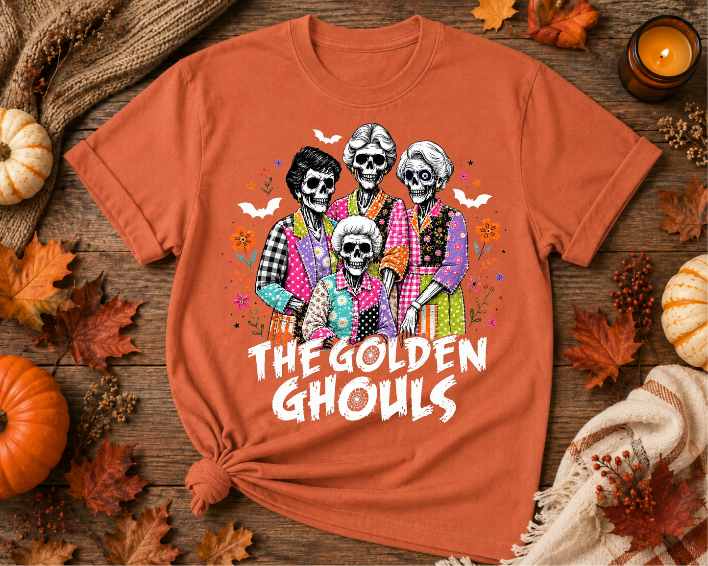 The Golden Ghouls Halloween Shirt | Golden Girls Inspired Fall Graphic Tee | Spooky Season Shirt