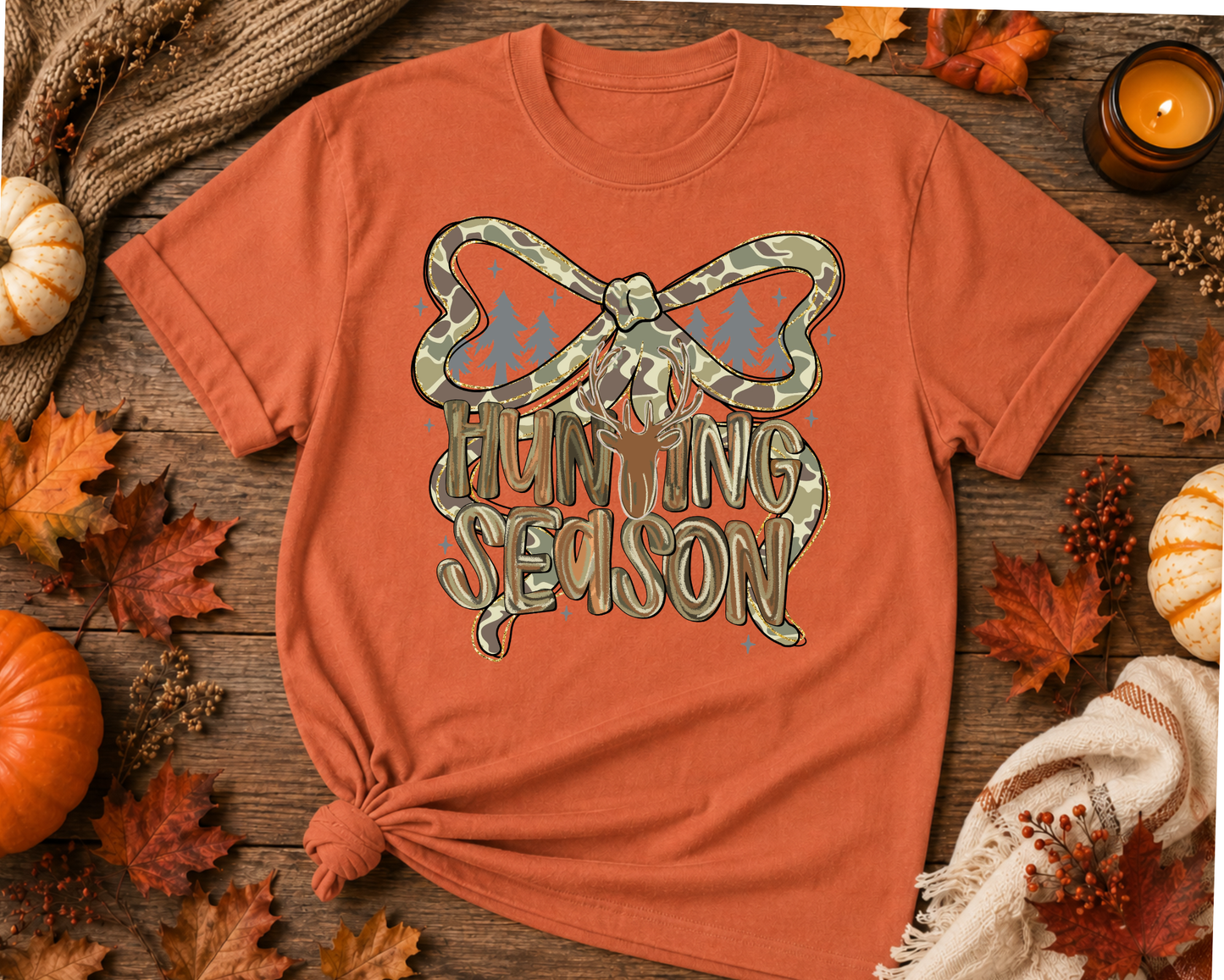 Hunting Season Camo Bow Graphic T-Shirt