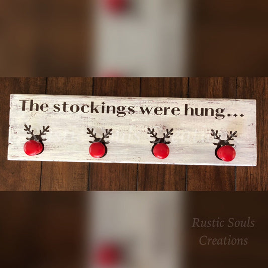 Christmas Stocking Holder || Reindeer Stocking Holder || Rudolph Stocking Sign || Read Description Please