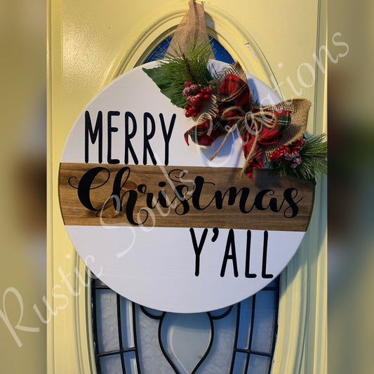 Merry Christmas Y'all Door Hanger | Christmas Décor | Merry Christmas Door Sign | Merry Christmas Wall Hanging