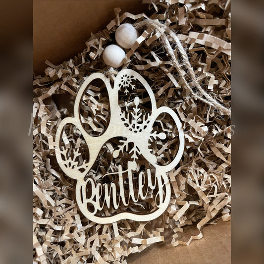 Memorial Paw Print | Cat Christmas Ornament | Memorial Angel in Heaven Ornament | Dog Christmas Ornament