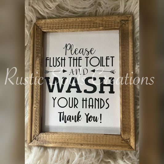 Please Flush the Toilet & Wash Your Hands | Bathroom Sign