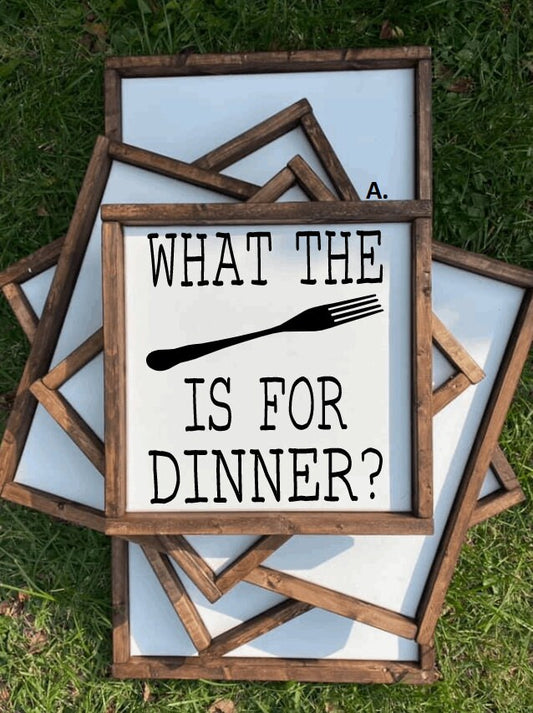 What The Fork Is For Dinner Sign | Kitchen Humor | Witty Kitchen Signs | What The Fork Is For Dinner Wood Sign | Funny Home Decor