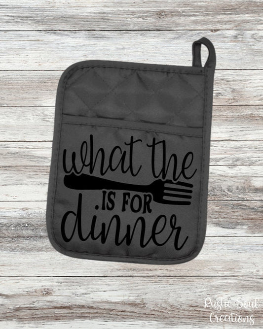 Kitchen Towels | Kitchen Humor | Made With Love And Some Other Shit | What The Fork Is For Dinner | Pot Holder | Funny Kitchen Decor