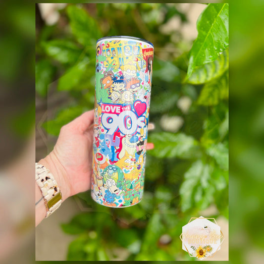 Cartoon Throwback Tumbler | 90s Inspired Throwback Cartoons 20oz Tumbler |  Inspired Childhood Cartoon Tumblers | Nostalgic Tumblers