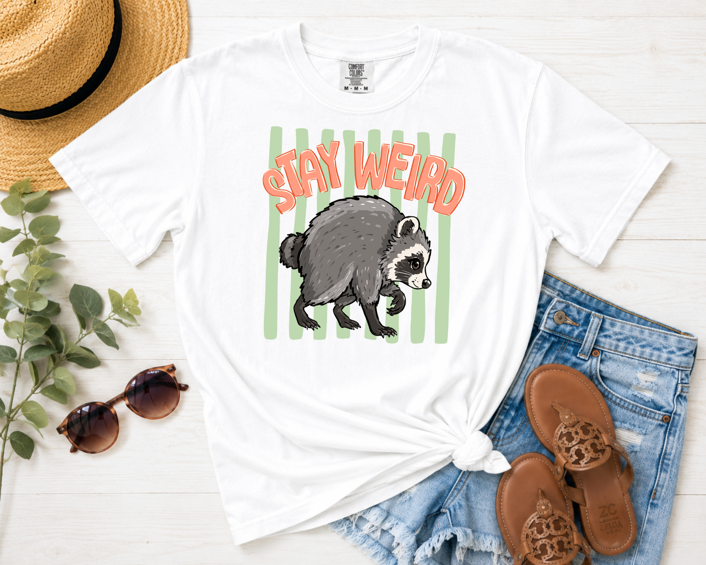 Stay Weird Raccoon Comfort Colors Graphic T-Shirt | Cute Jimothy Raccoon Tee | Funny Animal Lover Shirt | Unisex Vintage Tee