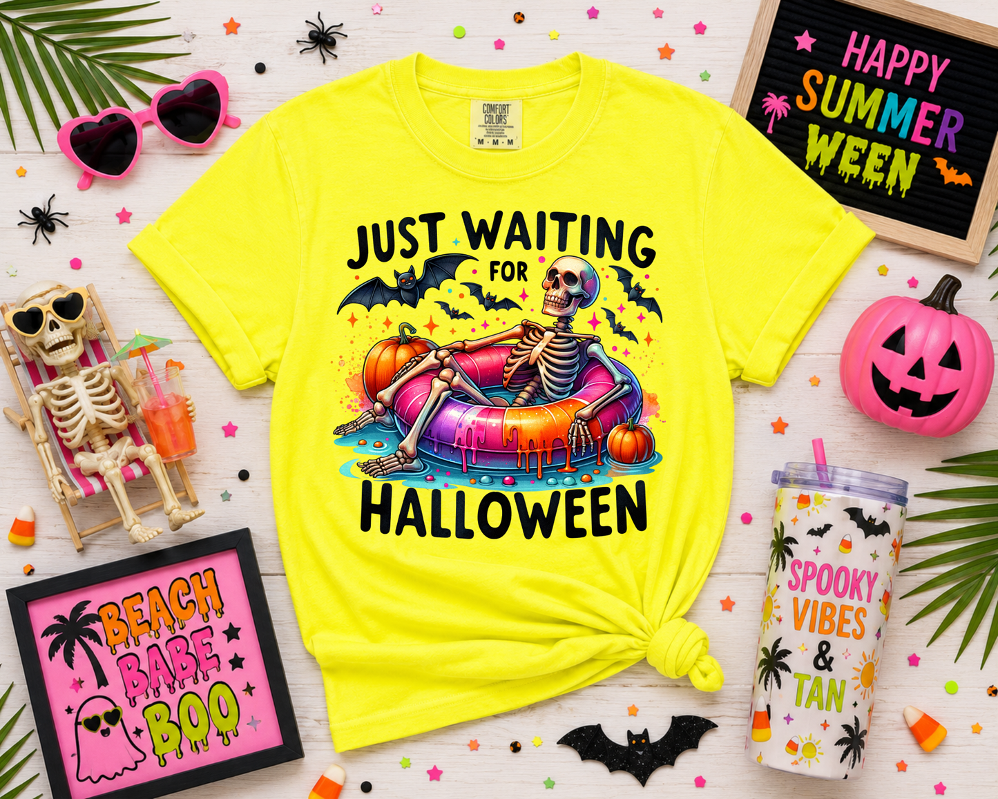 Summerween Comfort Colors® Graphic T-Shirt | Neon Halloween Shirt | Ghost Summer Tee | Hot Ghoul Summer | Spooky Beach Shirt | Unisex Graphic Tee
