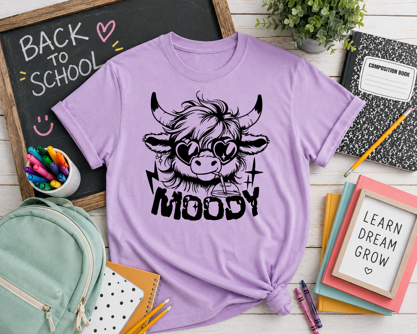 Moody Highland Cow Youth Graphic Tee