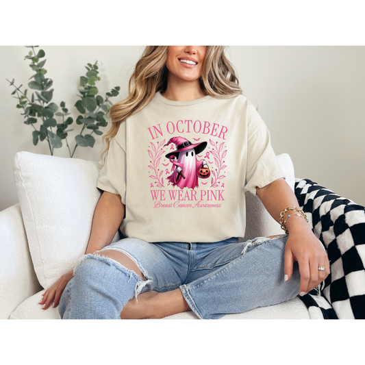 In October We Wear Pink Breast Cancer Awareness T-Shirt