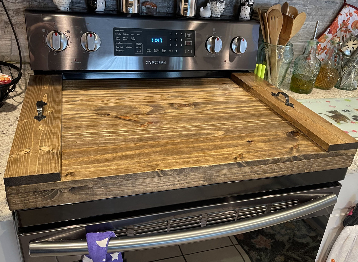 Wood Stove Covers | Wood Noodle Boards | Rustic Stove Top Cover | Wood Kitchen Stove Cover | Farmhouse Stove Cover
