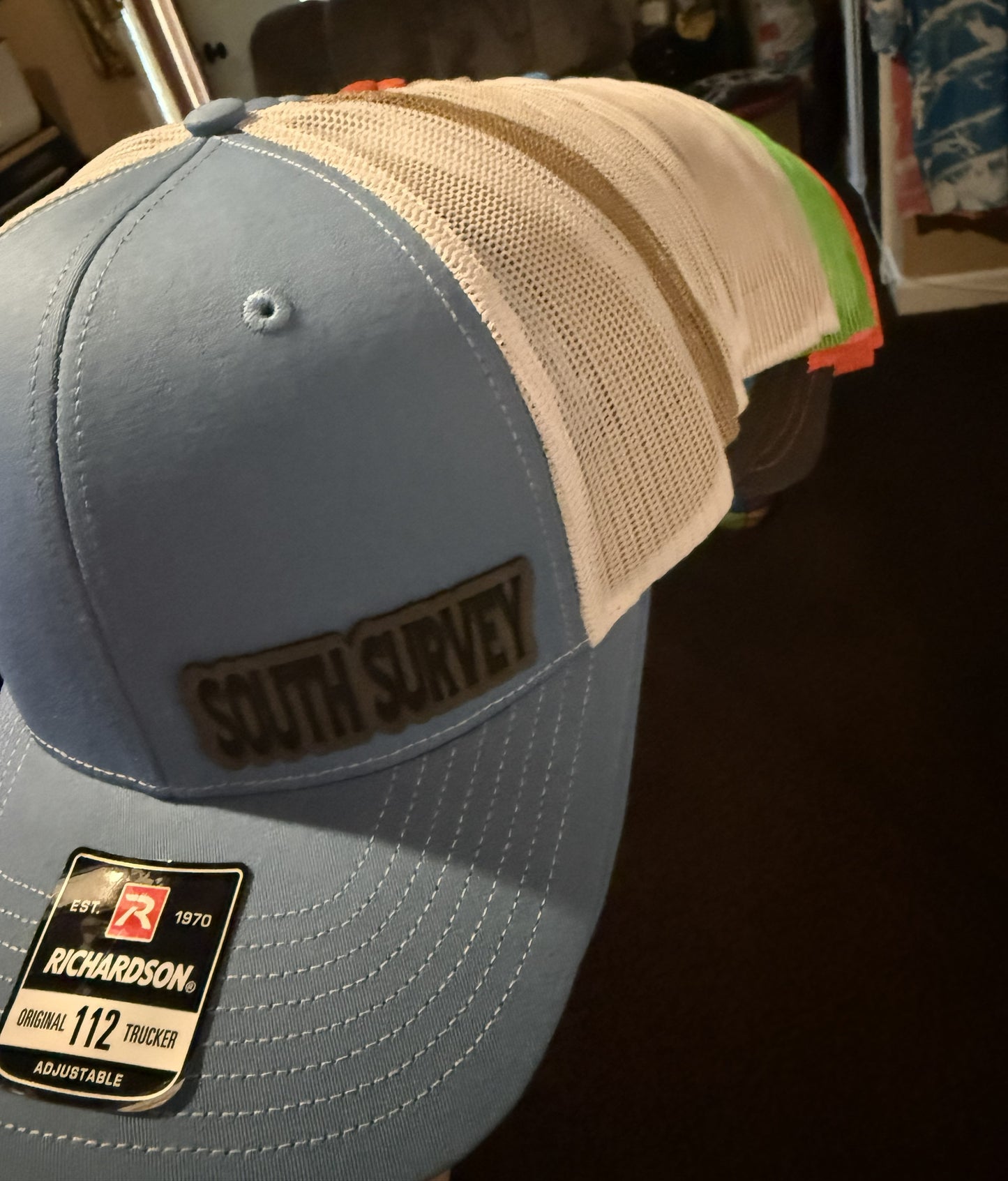 Custom Richardson 112 Trucker Hat with Engraved Leather Patch | Personalized Logo Hat