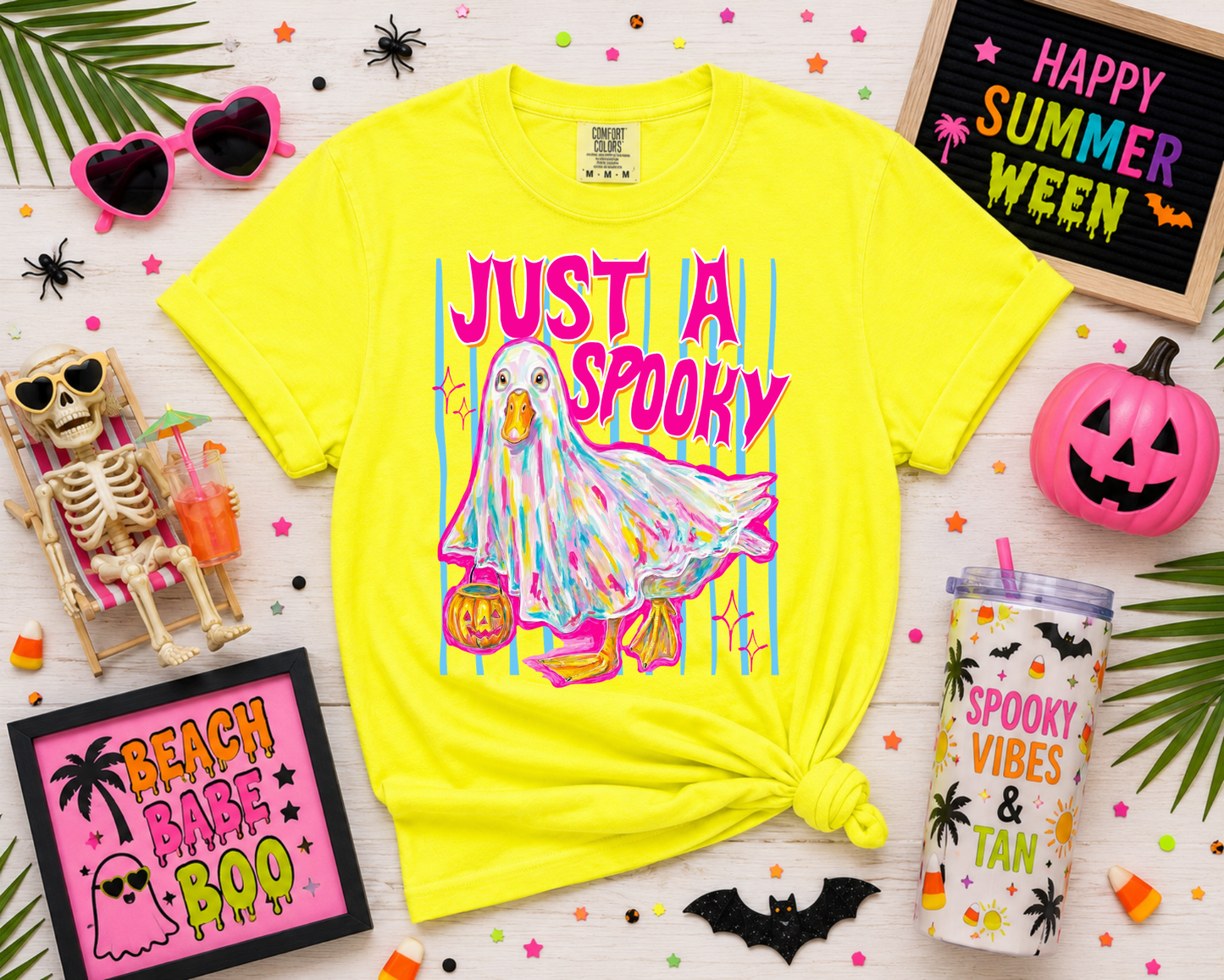 Summerween Comfort Colors® Graphic T-Shirt | Neon Halloween Shirt | Ghost Summer Tee | Hot Ghoul Summer | Spooky Beach Shirt | Unisex Graphic Tee