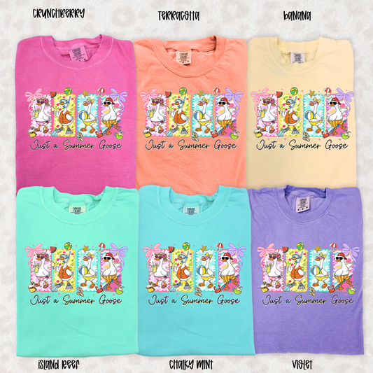 Just a Summer Goose Comfort Colors Graphic Tee | Funny Summer Beach Shirt | Silly Goose Vacation Tee