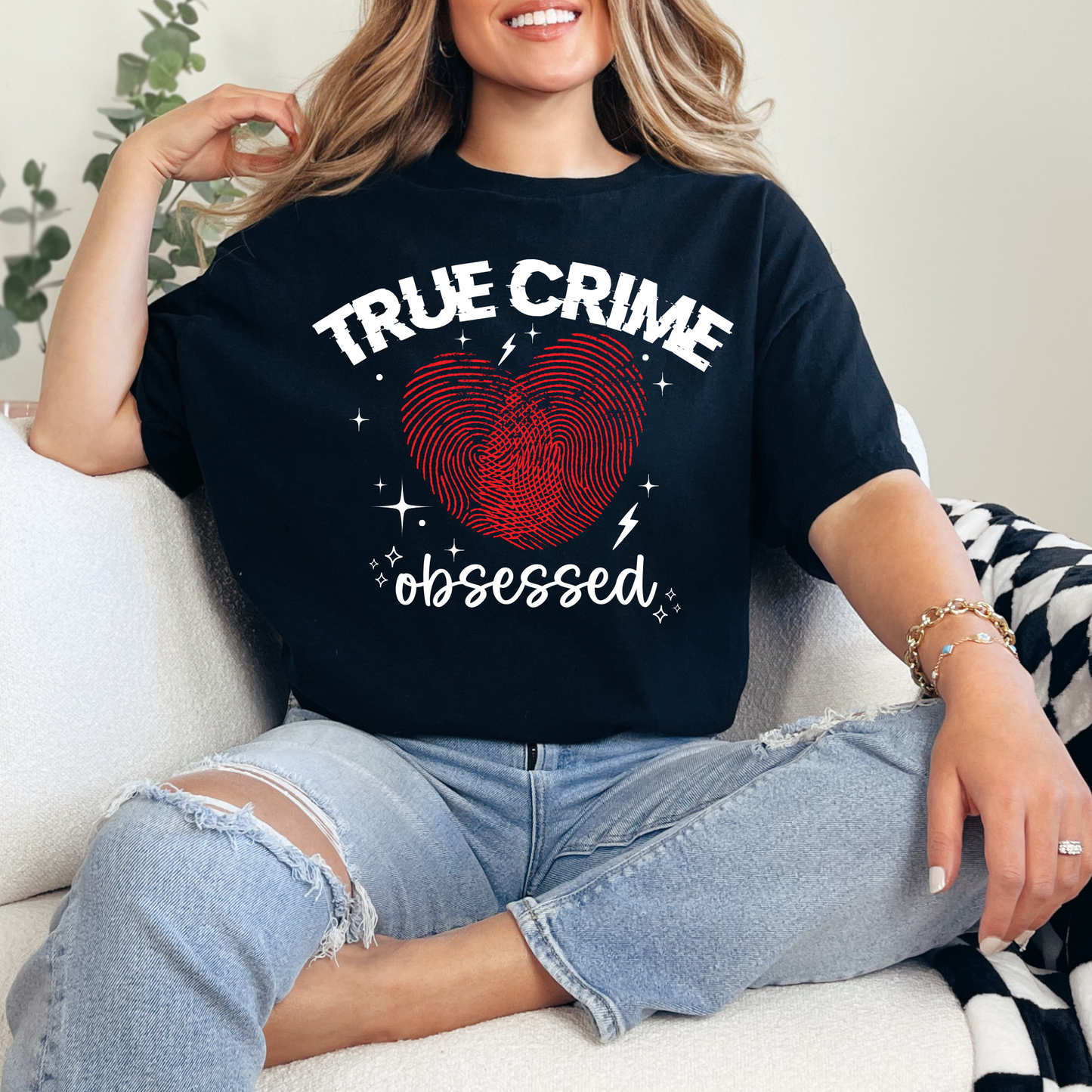 True Crime Graphic Tee & Sweatshirt – Murder Shows, Couch Detective, True Crime Obsessed