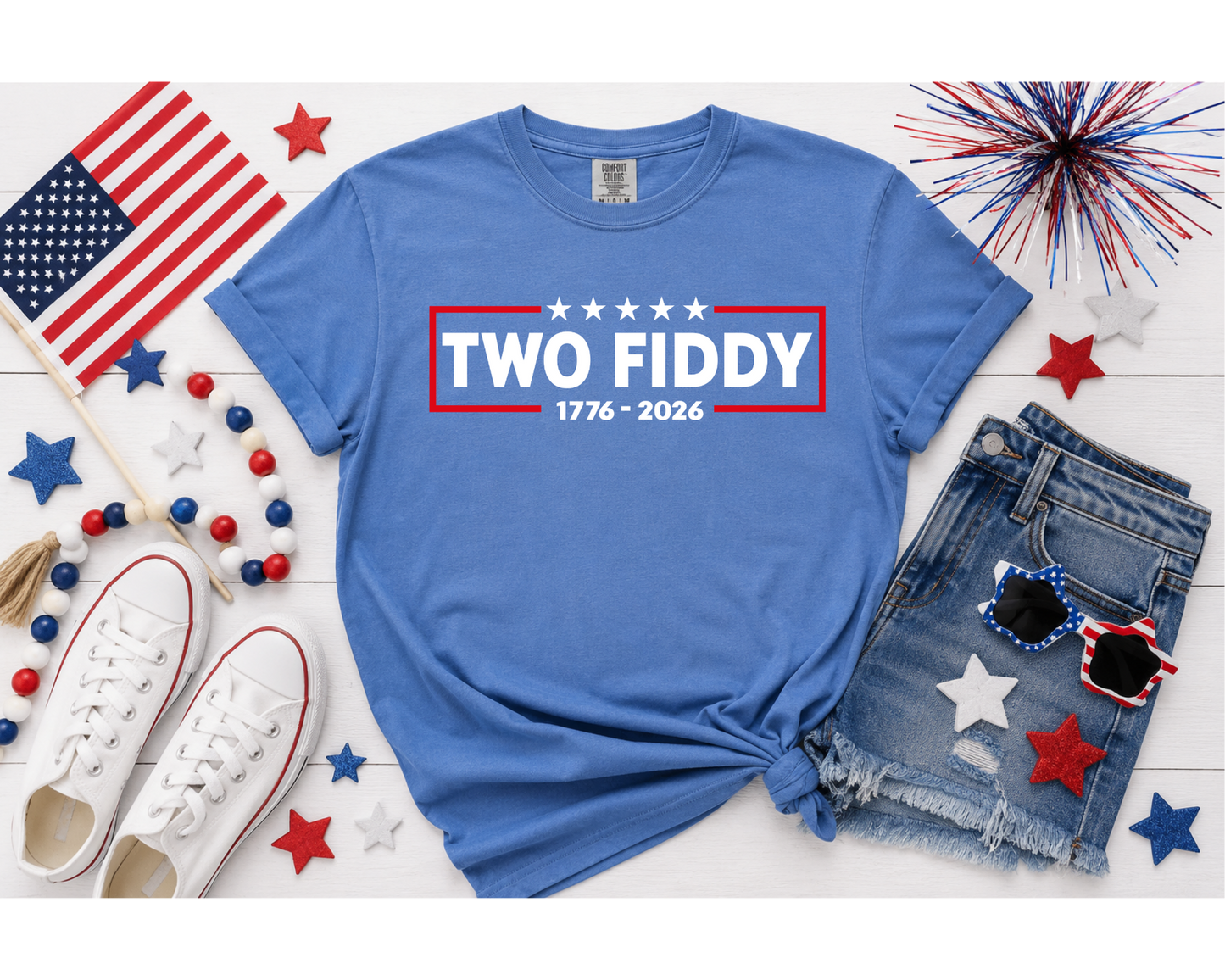 Two Fiddy 250th Anniversary Patriotic T-Shirt | America 1776-2026 | USA Independence Day Tee | Fourth of July Shirt